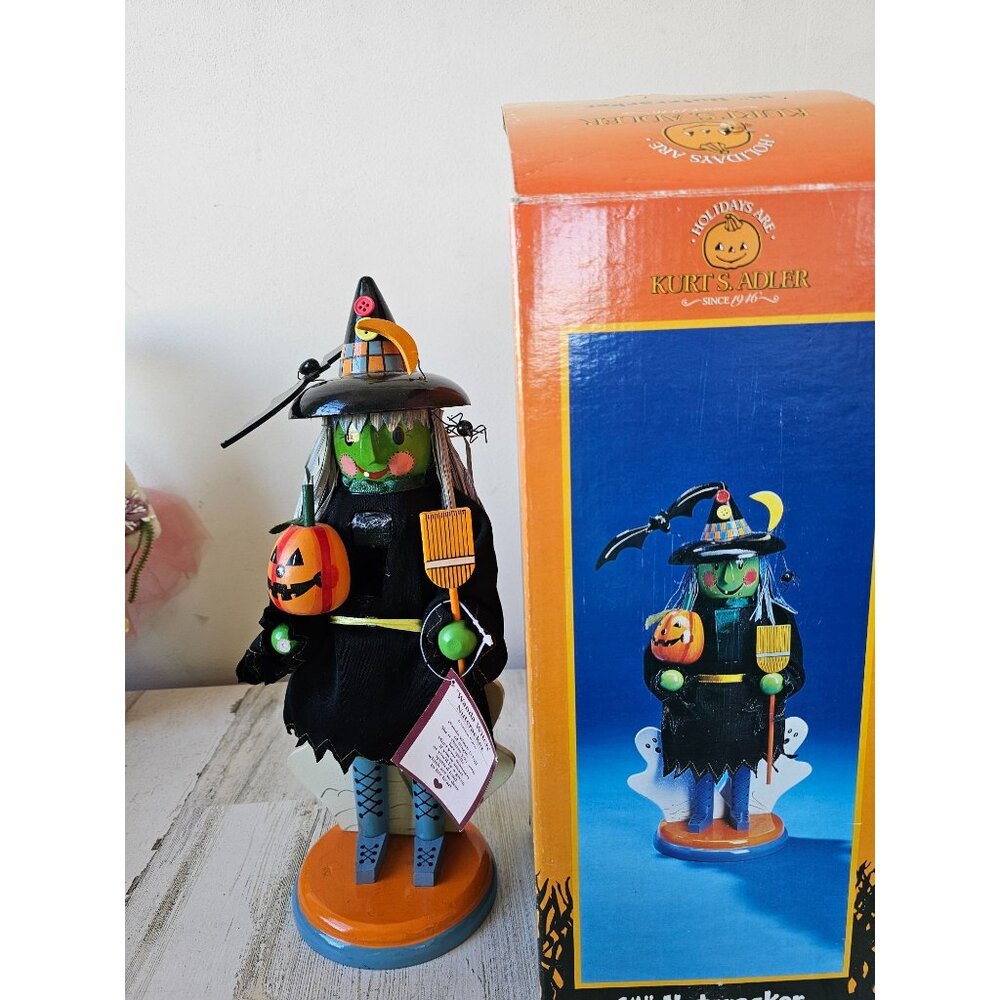 Kurt Adler Wanda Witch nutcracker Halloween 14 in pumpkin Nanette Hilton vintage